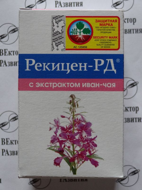 Внешняя упаковка Рекицен-РД в таблетках с экстрактом иван-чая 1